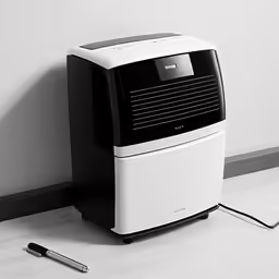 a black and white photo of an air purigerator