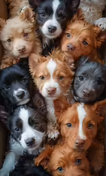 there is a box full of dogs all together
