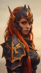 a woman in costume and helmet standing