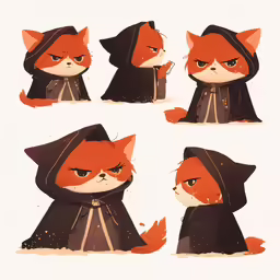 the image shows four different poses of a cat