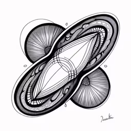 the stylized drawing shows a stylized abstract shape