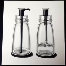 two glass salt and pepper shakers sitting on top of each other