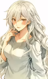 a girl with long hair and a white shirt