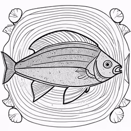 a fish on a spirally circular pattern