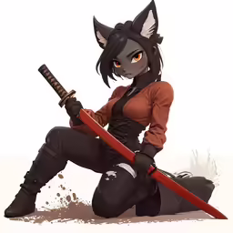 an animated female with a sword in her hand