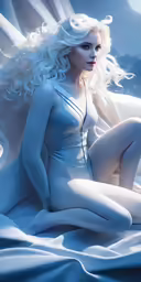 lady in white sitting on white sheeted cloth