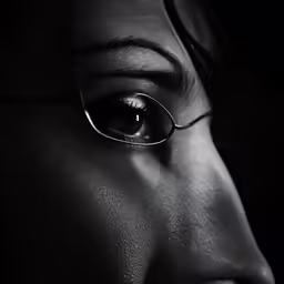 the person wearing glasses is looking towards the camera