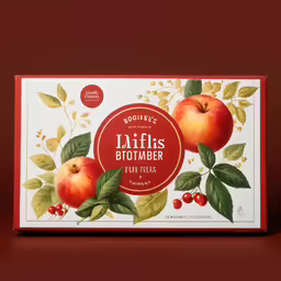 a boxed box with two apples sitting on top of it