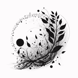 an artistic drawing of leaves on a circular design