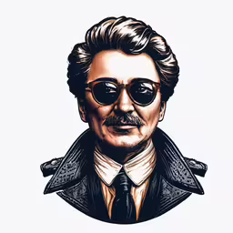 a portrait of a man with black hair and sunglasses,albert quote portrait of albert bislow