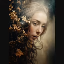 woman with long hair standing in water surrounded by yellow flowers