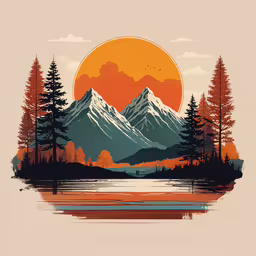 a mountain that has some trees on it,an artistic photo of the mountains in a sunset