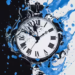a clock has been partially completely blown apart