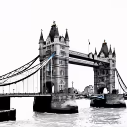 an abstract image of the tower bridge over the water
