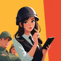 a painting shows two soldiers with a phone to their ear
