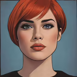 an illustrated portrait of a woman with orange hair