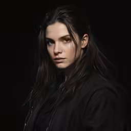 the young girl in black is posing for a photo