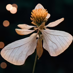 a white flower with big leaves is seen