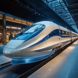 a modern high speed passenger train at a station
