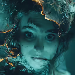 woman with water, rain and ice on her face and body