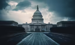 the capital building in washington dc during a storm