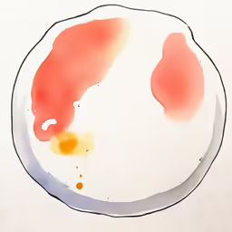 an egg is being boiled on a plate with mustard