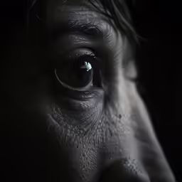the eye is in focus with something visible