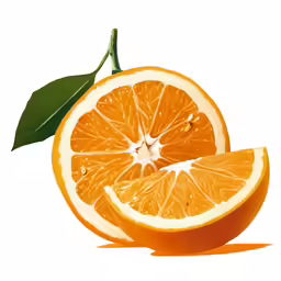 an orange sliced into three pieces and showing the center section