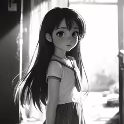 a little girl standing in the sunlight with long hair
