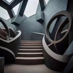 a large stair case in a modern building