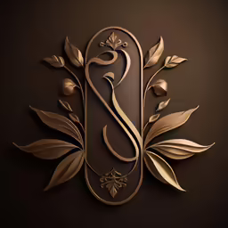 the letter s is in golden leaves and scrolls