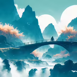 a man standing on top of a bridge