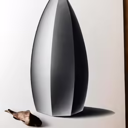 a drawing of a vase in front of a shell