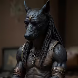 statue of a man dressed in black with dreads