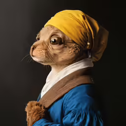 a dog dressed like a wizard is in a studio