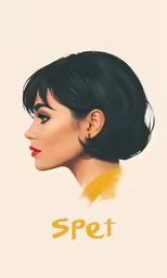 an illustration of a woman with black hair wearing ear drops