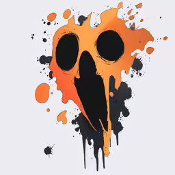 an orange skull with black spots on it
