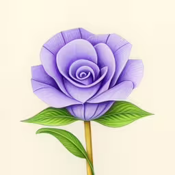 an illustration shows the stem and leaf part of a purple rose