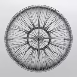 an abstract circular object is seen in black and white