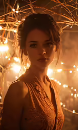the actress poses for a picture in a light