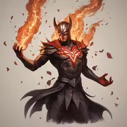 an artistic drawing of a male villain in flame