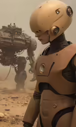 two futuristic women are looking at a vehicle