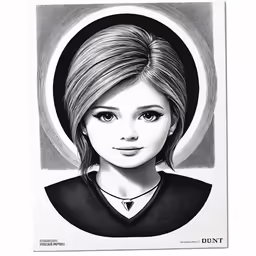 a drawing of a woman with her face drawn in black and white