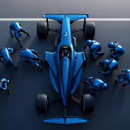 a race car with the front wheels on display