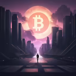 a person standing on a street under the moon