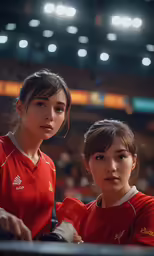 two female tennis players with their hair in ponytails