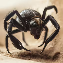 the side view of a large black insect