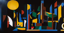an abstract painting with multicolored lines and shapes,an image of a colorful art piece painted on canvas