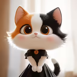 a cat is posed to look like it is in an animated costume