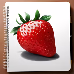 a pen drawing of a strawberry on paper